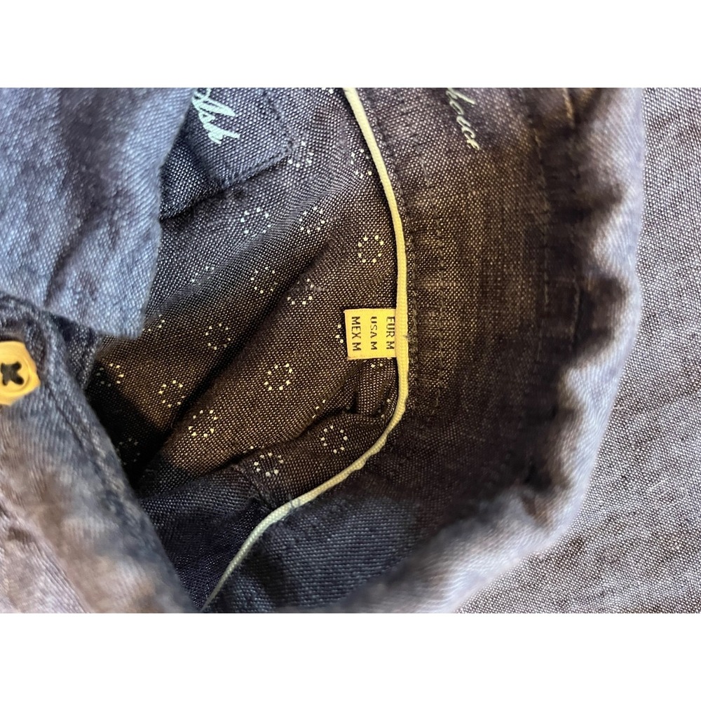 Porter & Ash Linen Shirt Mens Medium Blue Short Sleeve Button-Up Relaxed Fit - Picture 6 of 8